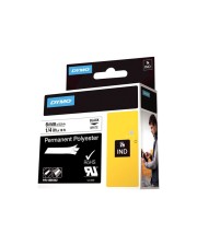 Dymo Rhino Permanent Polyester permanenter Klebstoff Schwarz auf Weiß Rolle 0,6 cm x 5,5 m 1 Rollen Band für 6000 Hard Case Kit (1805442)