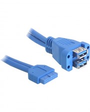 Delock Kabel USB 3.0 Pin Header Buchse > 2 x 3.0-A 19 2 x Headerkabel 0,45 m 1.x 3-polig (82942)