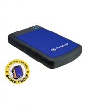 Transcend TS1TSJ25H3B 1 TB portable Festplatte (HDD) in grau/blau mit Backup-Funktion (Datensicherung per Knopfdruck) und Schutzhülle stoßfest robust Plug und Play (TS1TSJ25H3B)