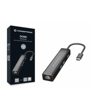 Conceptronic 3-Port USB-C-></noscript>USB-A 3.0/Gigabit LAN HUB sw Digital/Daten Netzwerk (DONN07B)