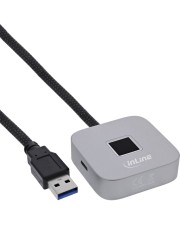InLine USB Fingerabdruckscanner mit Hub Windows Hello kompatibel 1,5m silber Sicher anmelden ohne Passwort: Unterst?tzt f?r eine schnelle und zuverl?ssige Fingerabdruck-Authentifizierung. Kein Datenverlust durch lokalen Speicher: Fingerabdruckdaten werden (41360K)