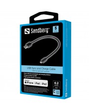 SANDBERG USB></noscript>Lightning MFI 0.2m Black 0,2 m Lightning USB A Männlich Schwarz Digital/Daten m (441-40)