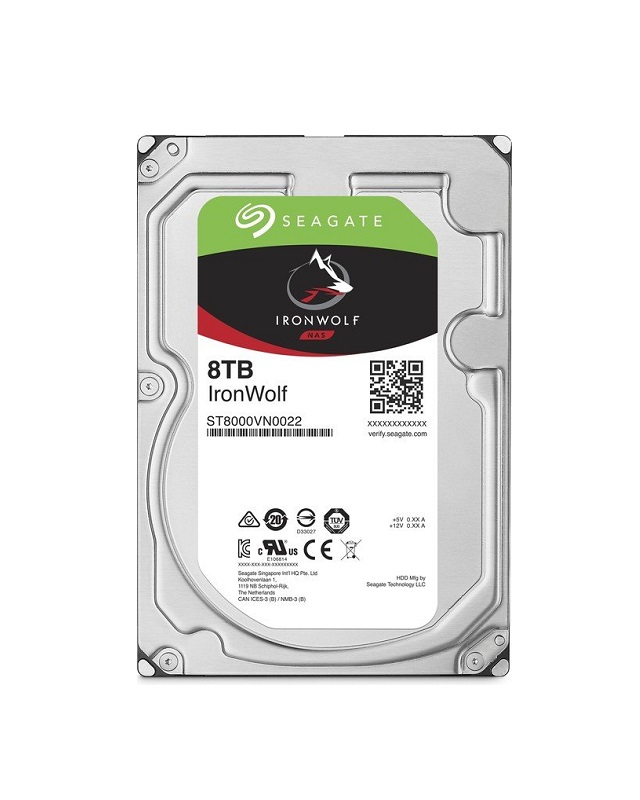 Seagate IronWolf 8 TB NAS interne Festplatte HDD 3.5 Zoll 7200 U/Min CMR 256 MB Cache SATA 6 Gb/s silber inkl. 3 Jahre Rescue Service (ST8000VN004)