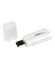StarTech.com USB Audio Adapter auf Soundkarte in weiß Soundcard mit Stecker und 2x 3,5mm Klinke extern Stereo 2.0 (ICUSBAUDIO)
